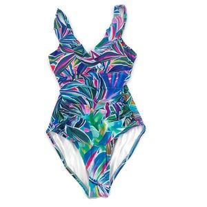 La Blanca Palm Opulence Ruffle One Piece Swimsuit
